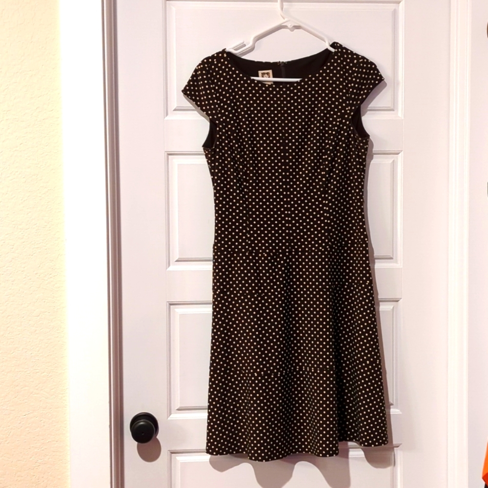 Anne Klein Chocolate Brown Polkadot 12p Dress